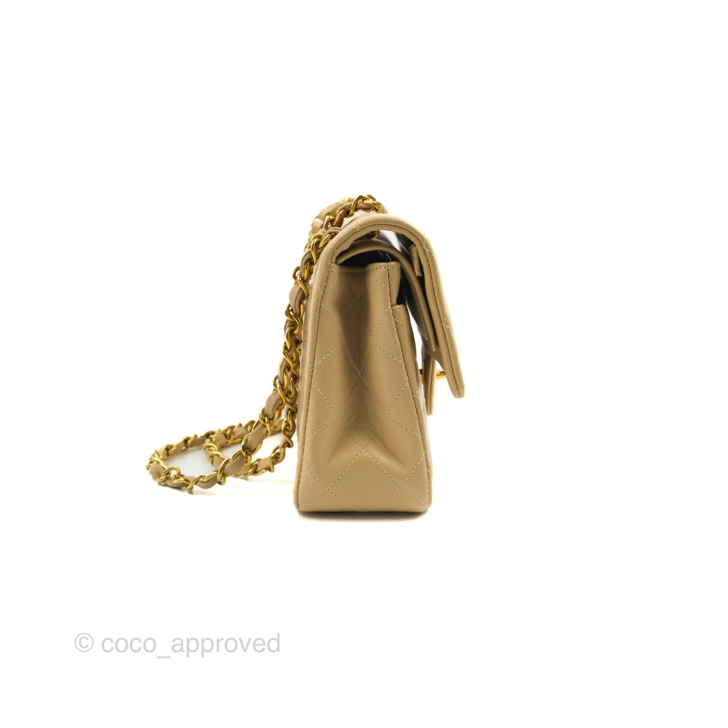 Chanel Classic Vintage Small Flap Beige Lambskin 24K Gold Hardware