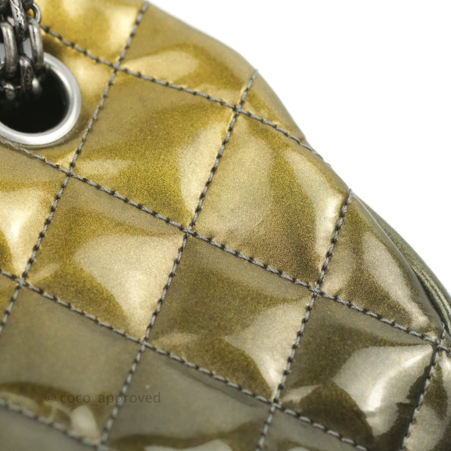 Chanel Small Mademoiselle Bowling Gradient Gold Patent Ruthenium Hardware