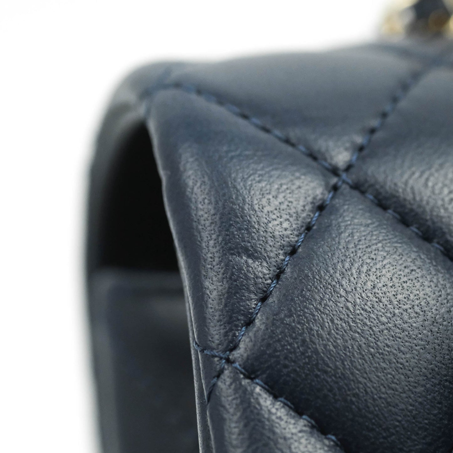 Chanel Top Handle Mini Rectangular Flap Bag Navy Lambskin Gold Hardware