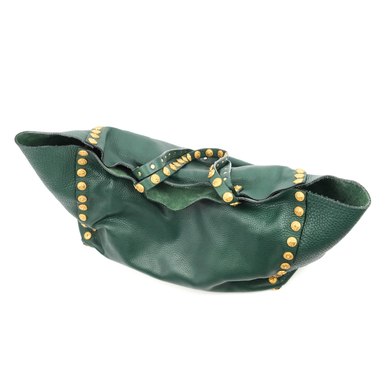 Valentino Large Gryphon Stud Tote Green Grained leather
