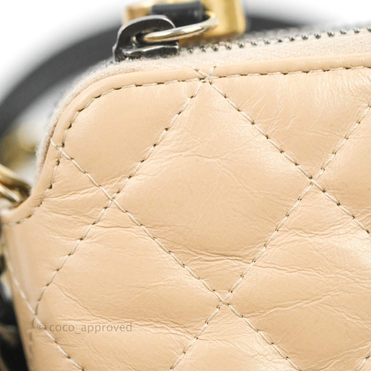 Chanel Gabrielle Clutch With Chain Aged Calfskin Beige/ Black Mixed Hardware