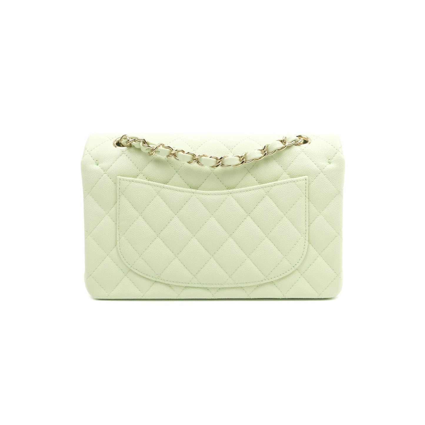 Chanel Small Classic Quilted Flap Mint Green Caviar Gold Hardware 22C