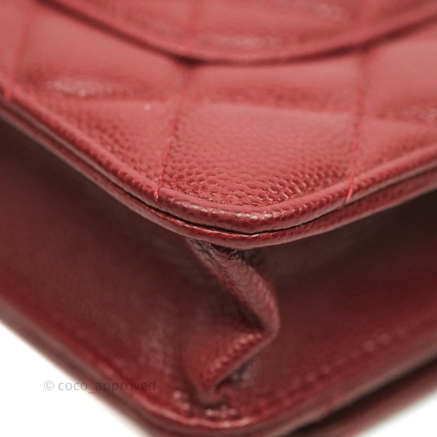 Chanel Quilted Wallet on Chain WOC Burgundy Caviar Gold Hardware
