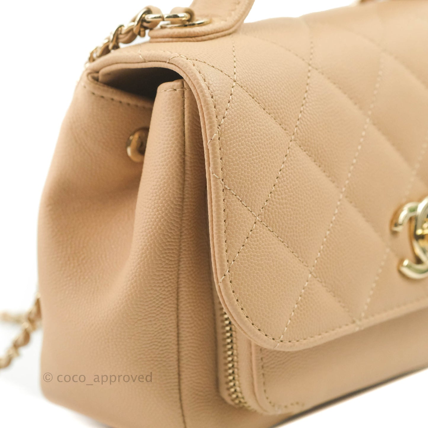 Chanel Quilted Small Business Affinity Flap Beige Caviar Gold Hardware