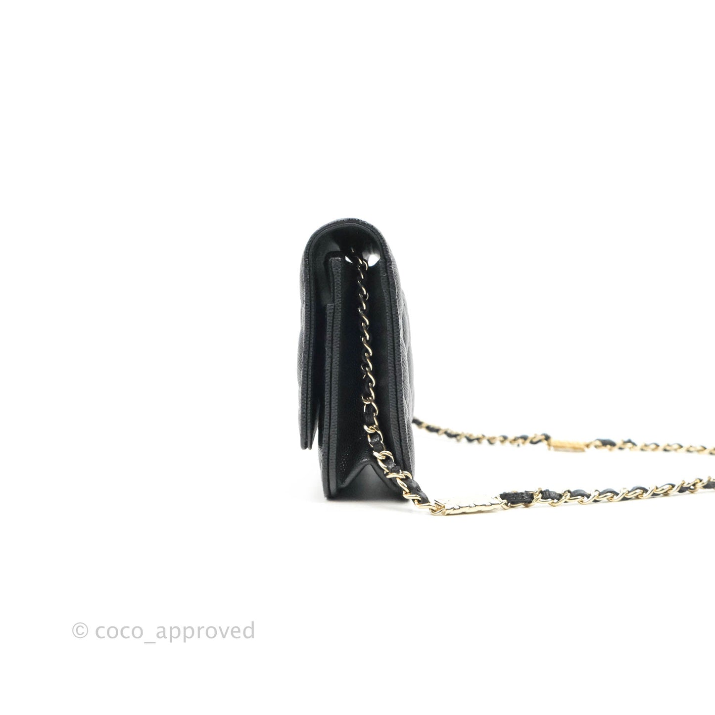 Chanel Quilted WOC Black Caviar Gold Hardware With Charms