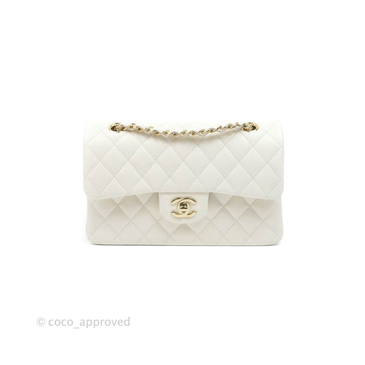 Chanel Classic Small S/M Flap White Caviar Gold Hardware 20S