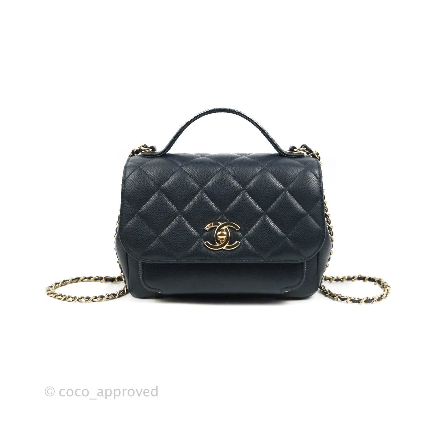 Chanel Quilted Small Business Affinity Flap Navy Caviar Gold Hardware