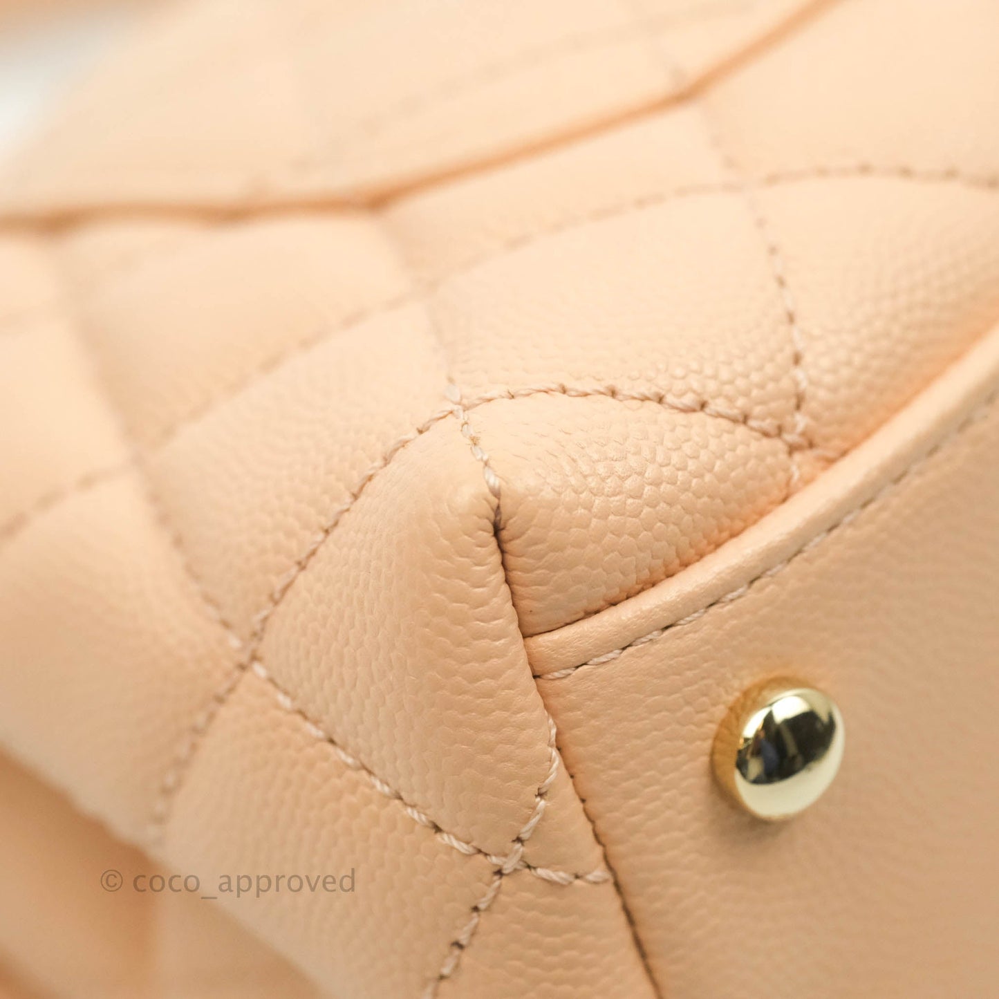 Chanel Mini Coco Handle Quilted Light Beige Pink Caviar Gold Hardware