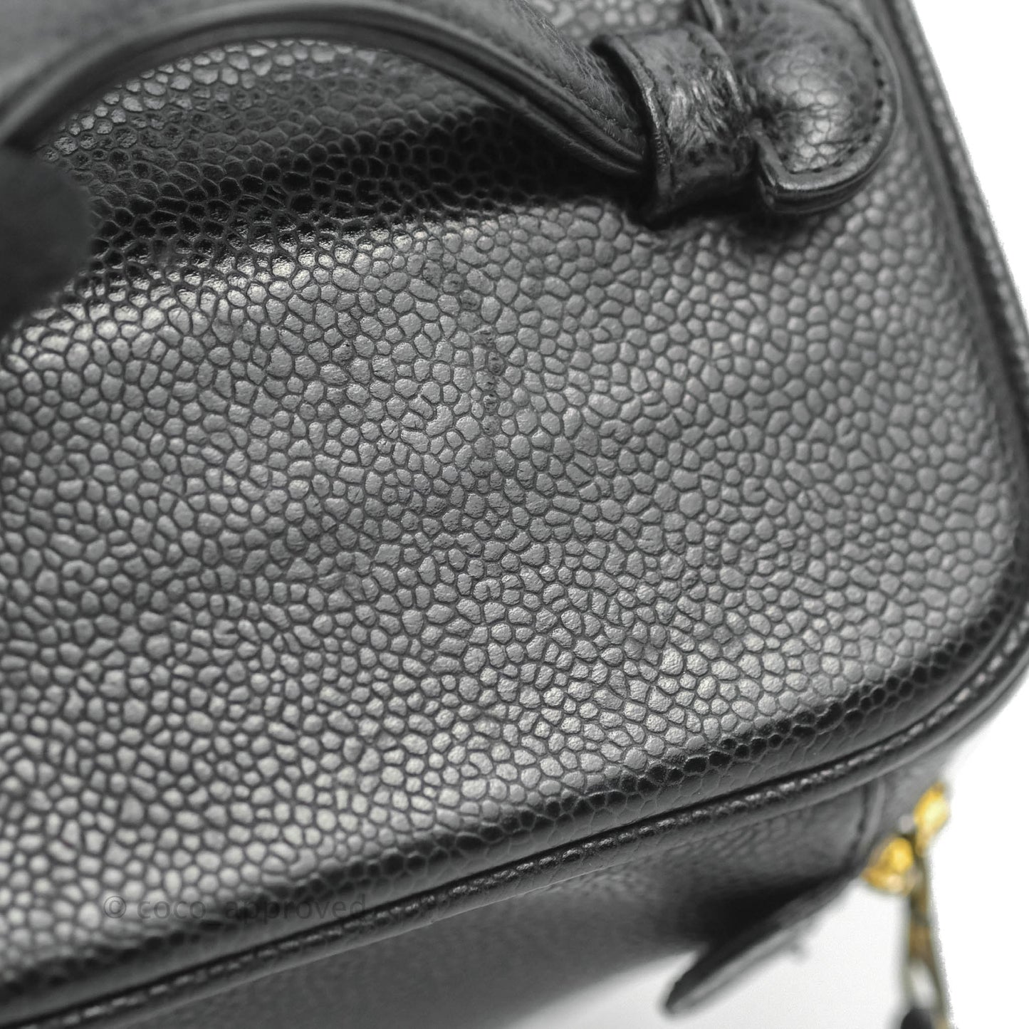 Chanel Vintage Vanity Case Black Caviar Gold Hardware