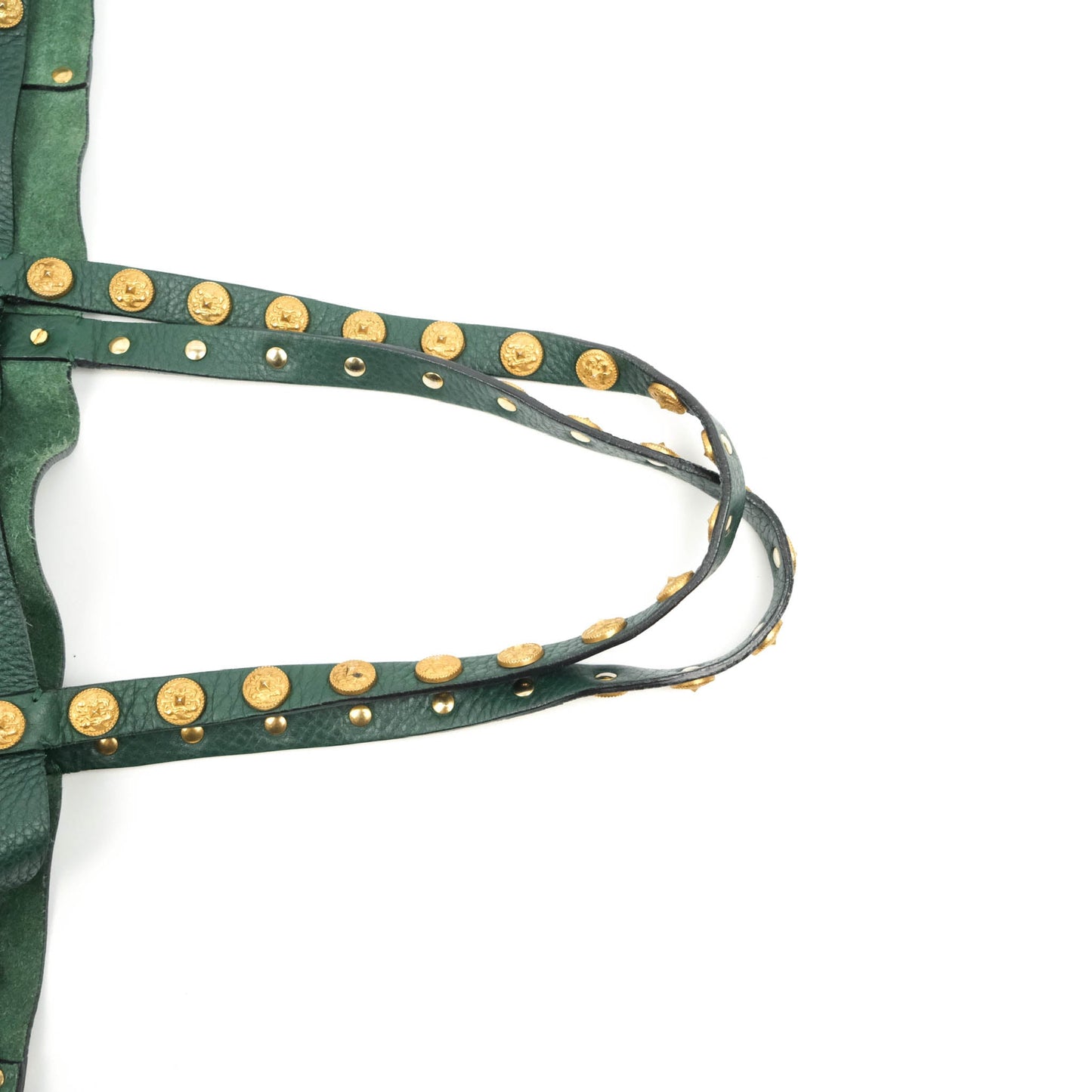Valentino Large Gryphon Stud Tote Green Grained leather