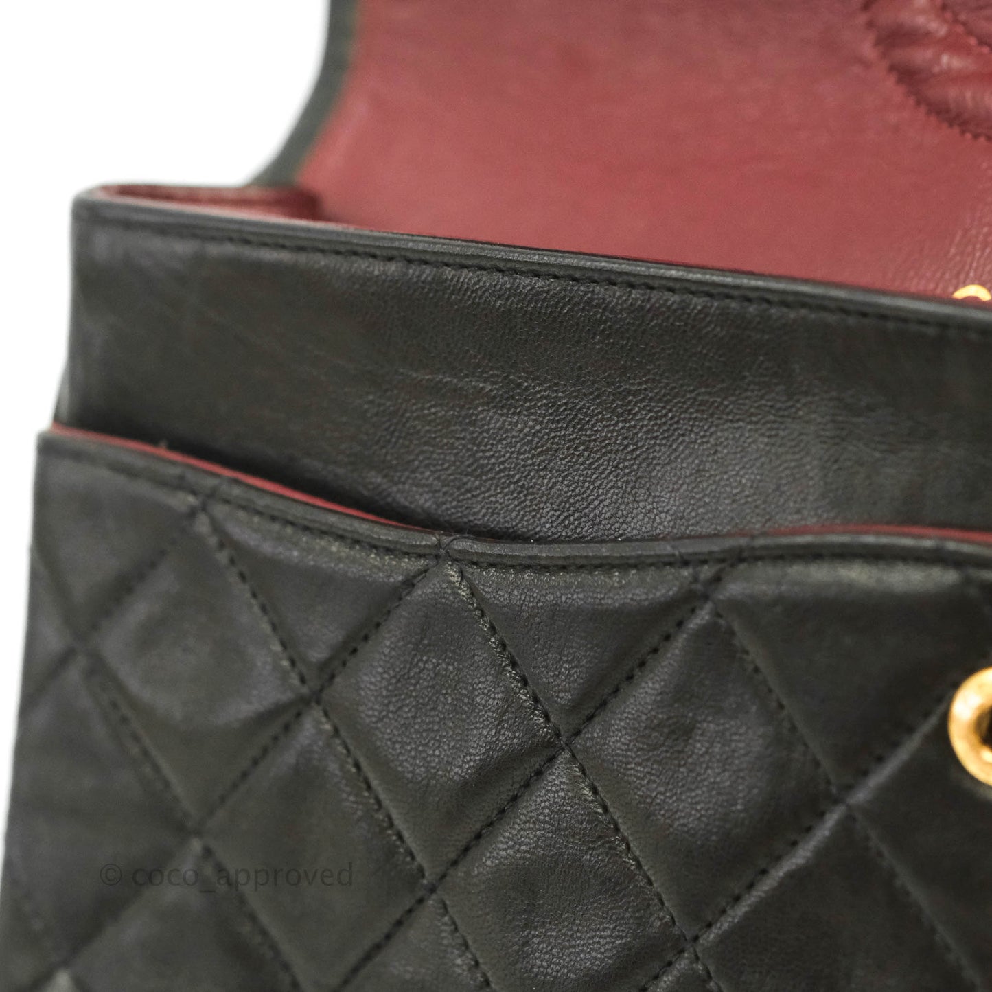 Chanel Vintage M/L Medium Double Flap Bag Black Lambskin 24K Gold Hardware