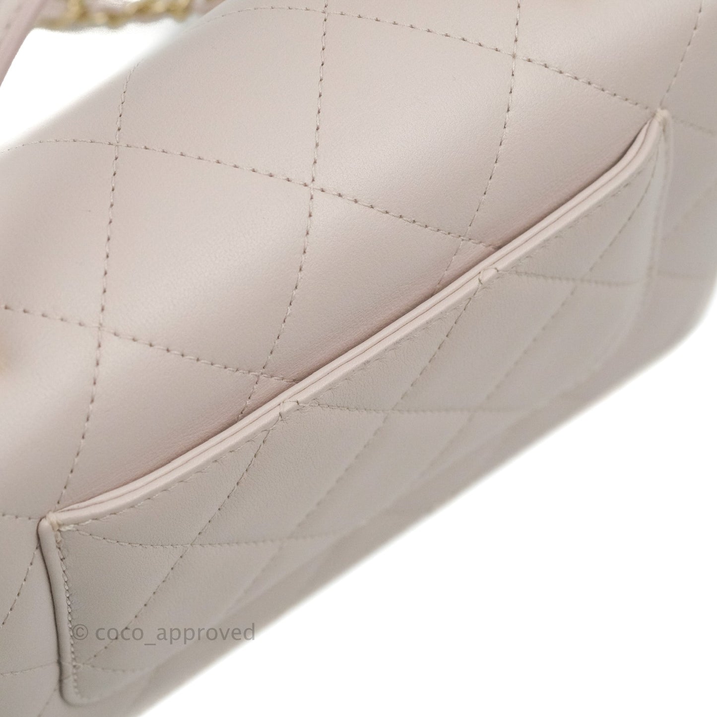 Chanel Small Coco Lady Quilted Flap Bag With Top Handle Light Pink Calfskin Gold Hardware
