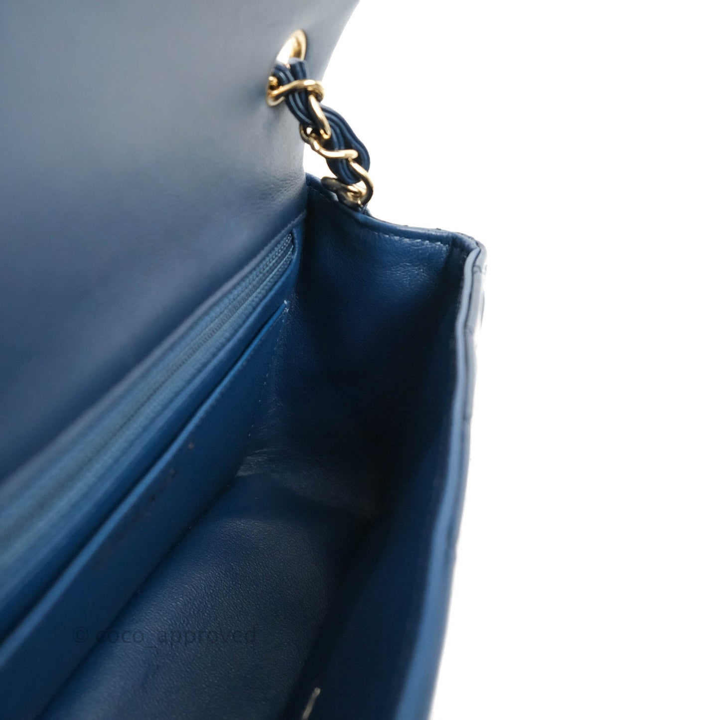 Chanel Quilted Mini Rectangular Flap Navy Patent Leather Gold Hardware