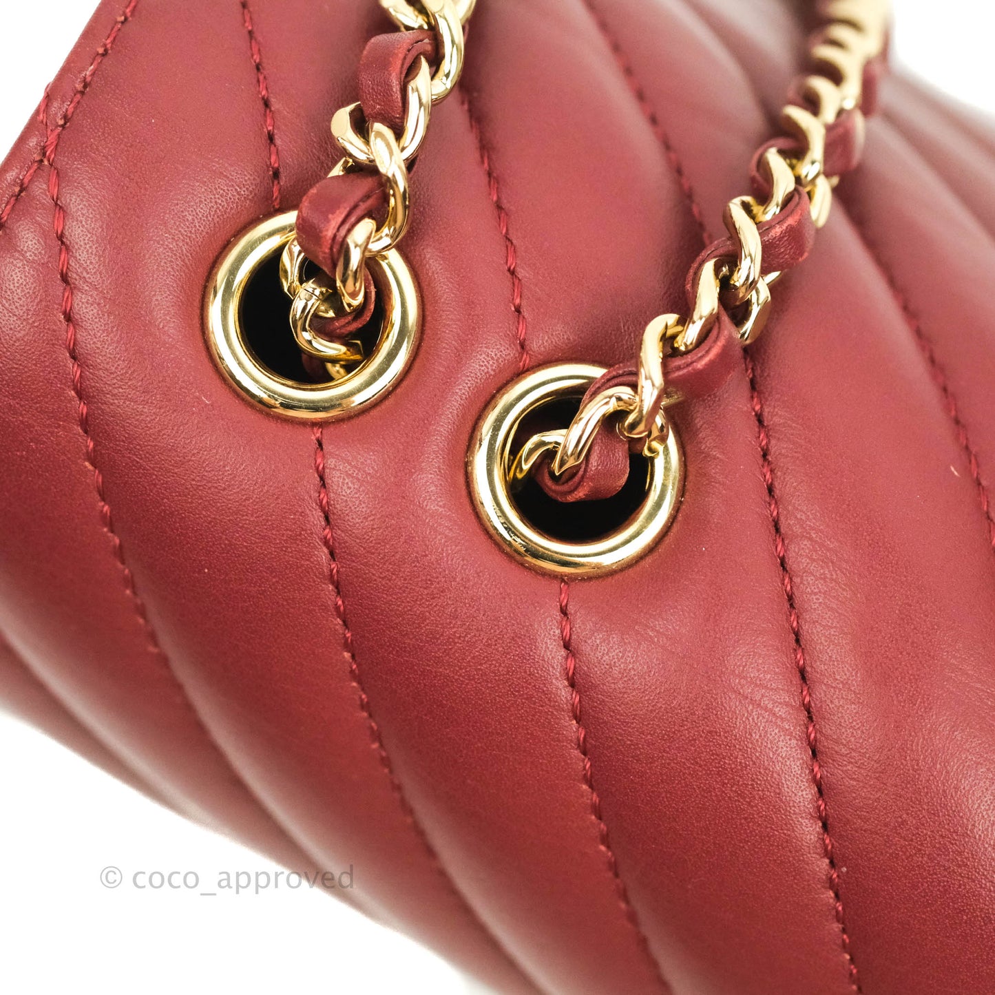 Chanel Small Statement Chevron Flap Bag Burgundy Lambskin Gold Hardware