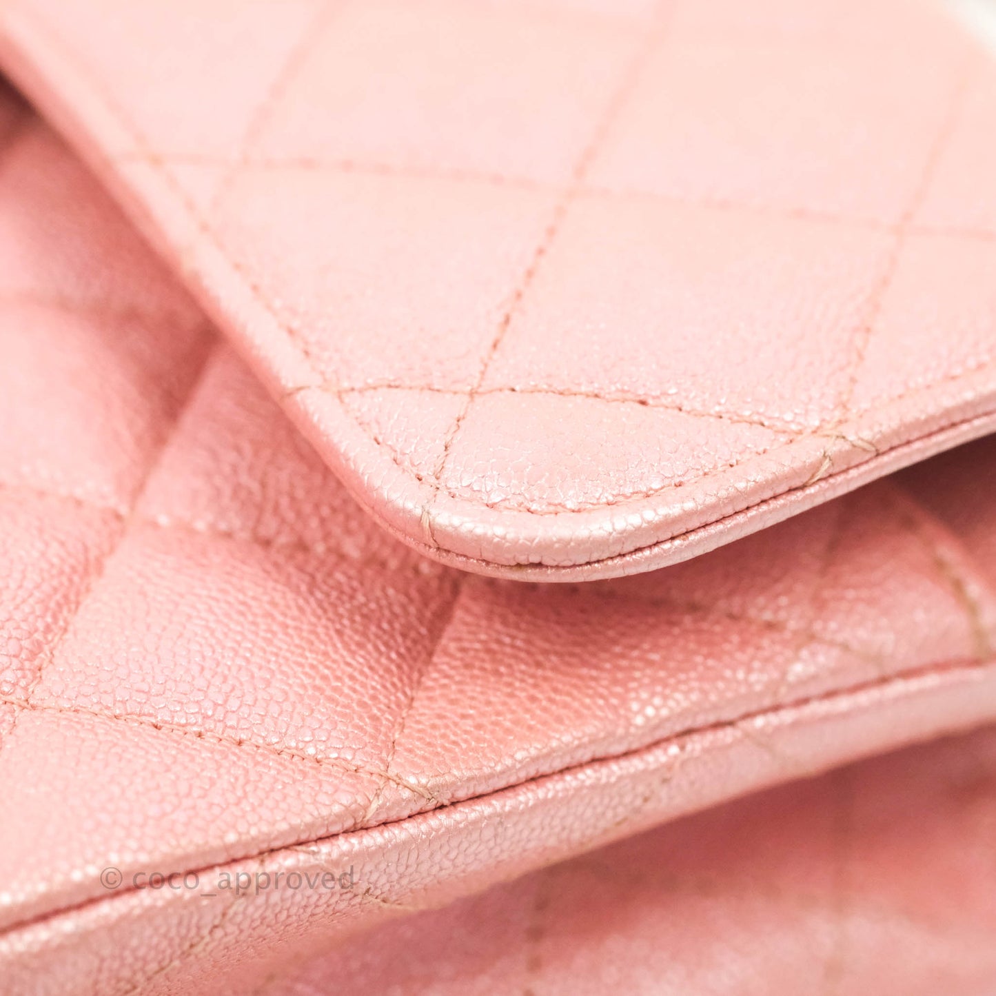 Chanel Small Classic Quilted Flap Iridescent Pink Caviar Gold Hardware 19S
