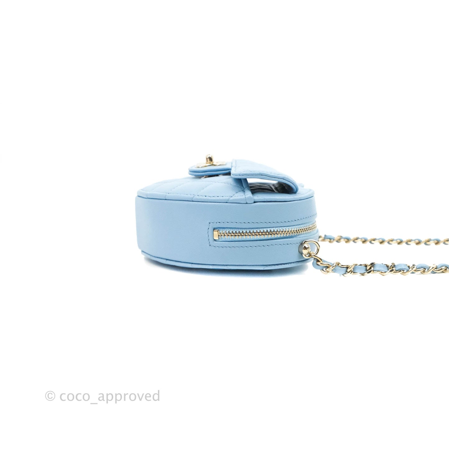 Chanel Small Heart Bag Blue Lambskin Gold Hardware 22S
