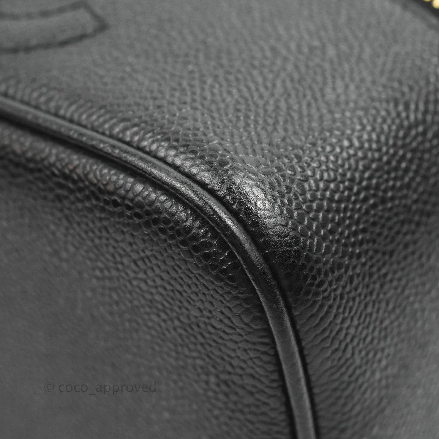 Chanel Vintage Vanity Case Black Caviar Gold Hardware