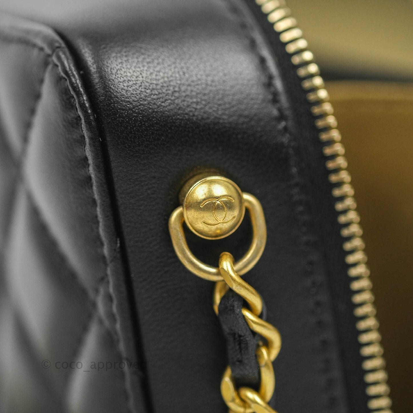 Chanel Mini Pearl Crush Quilted Camera Case Black Lambskin Aged Gold Hardware
