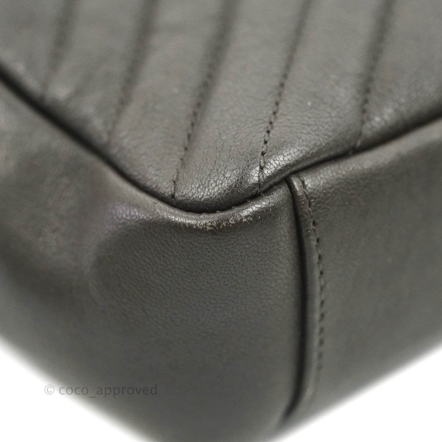 Saint Laurent Chevron Medium College Grey Chain Bag Ruthenium Hardware