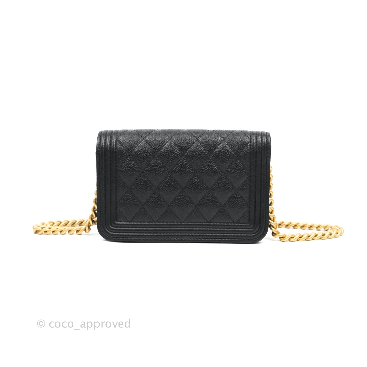 Chanel Mini Boy WOC Black Caviar Aged Gold Hardware