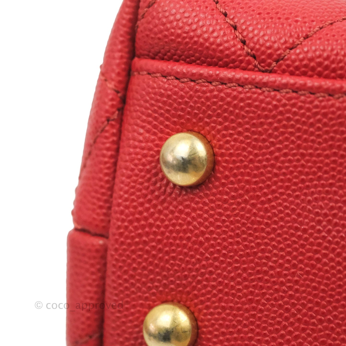 Chanel Small Quilted Coco Handle Red Caviar Gold Hardware