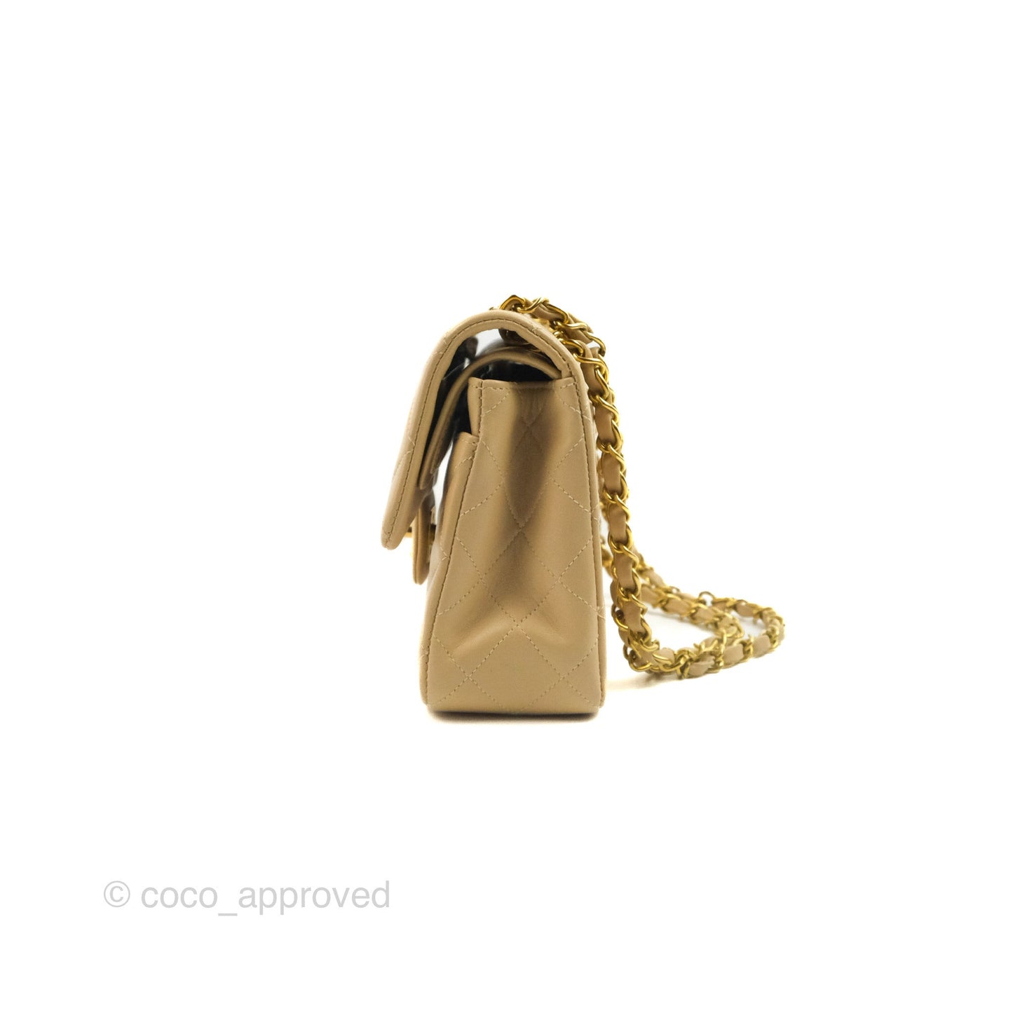 Chanel Classic Vintage Small Flap Beige Lambskin 24K Gold Hardware