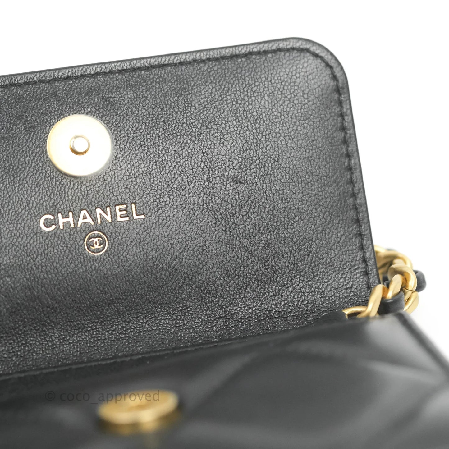 Chanel 19 Card Holder With Chain Black Mixed Hardware