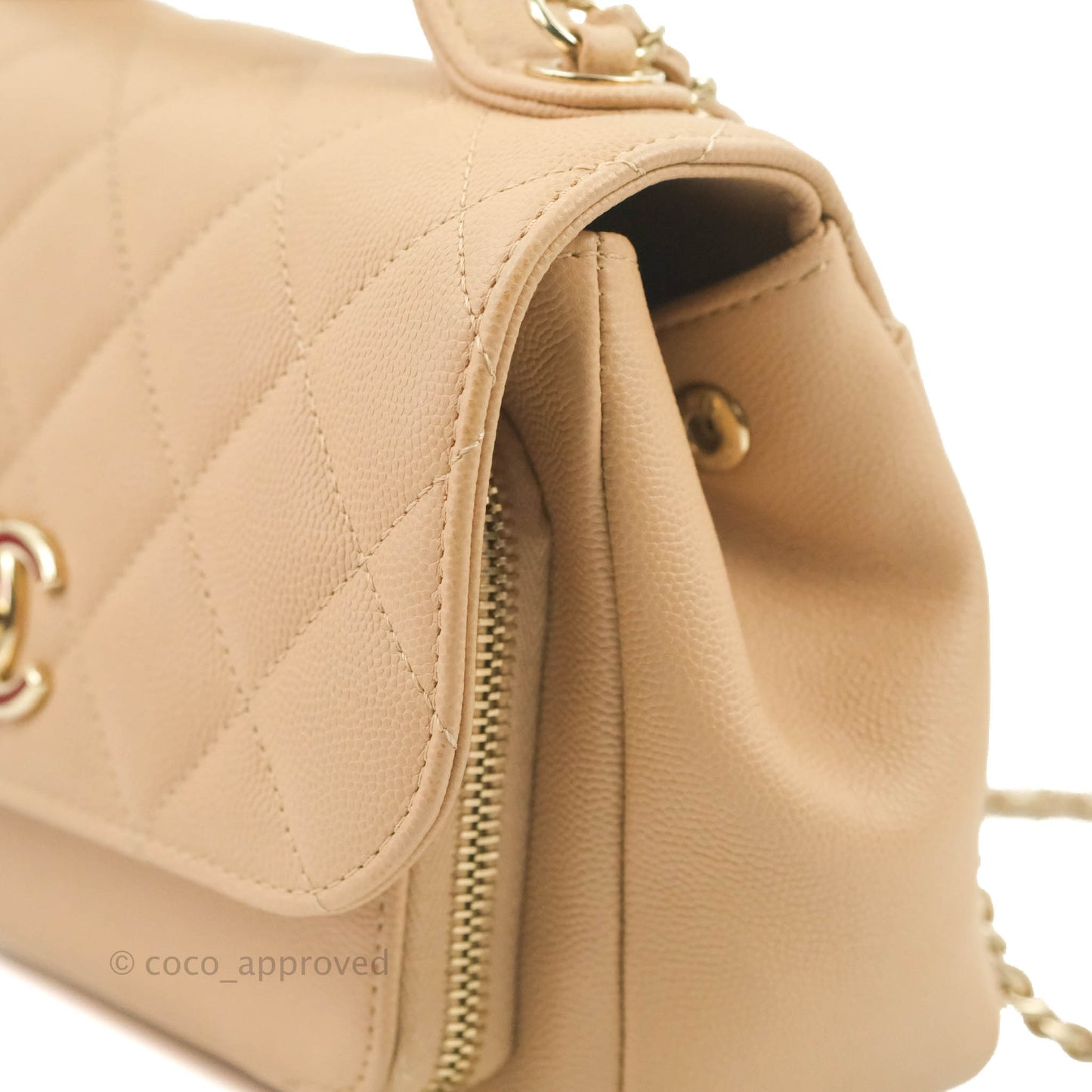 Chanel Quilted Small Business Affinity Flap Beige Caviar Gold Hardware