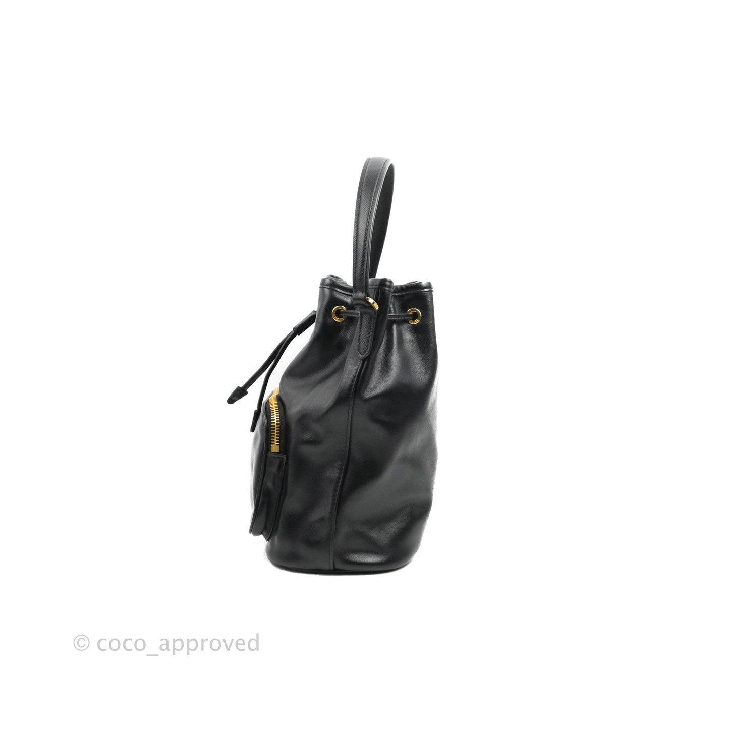 Prada Duet Bucket Bag Black Leather