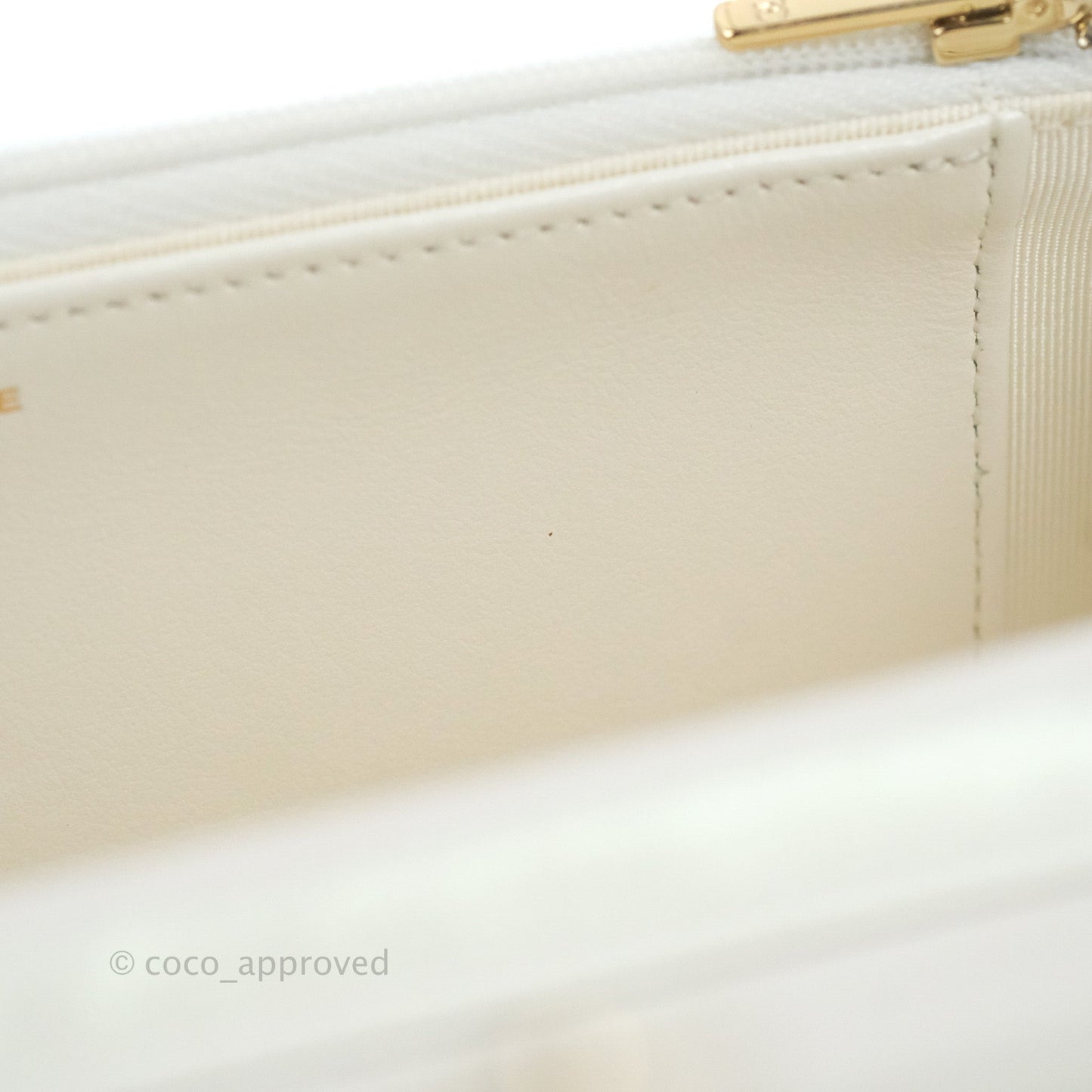Chanel Quilted Classic Wallet on Chain WOC Iridescent White Lambskin Gold Hardware