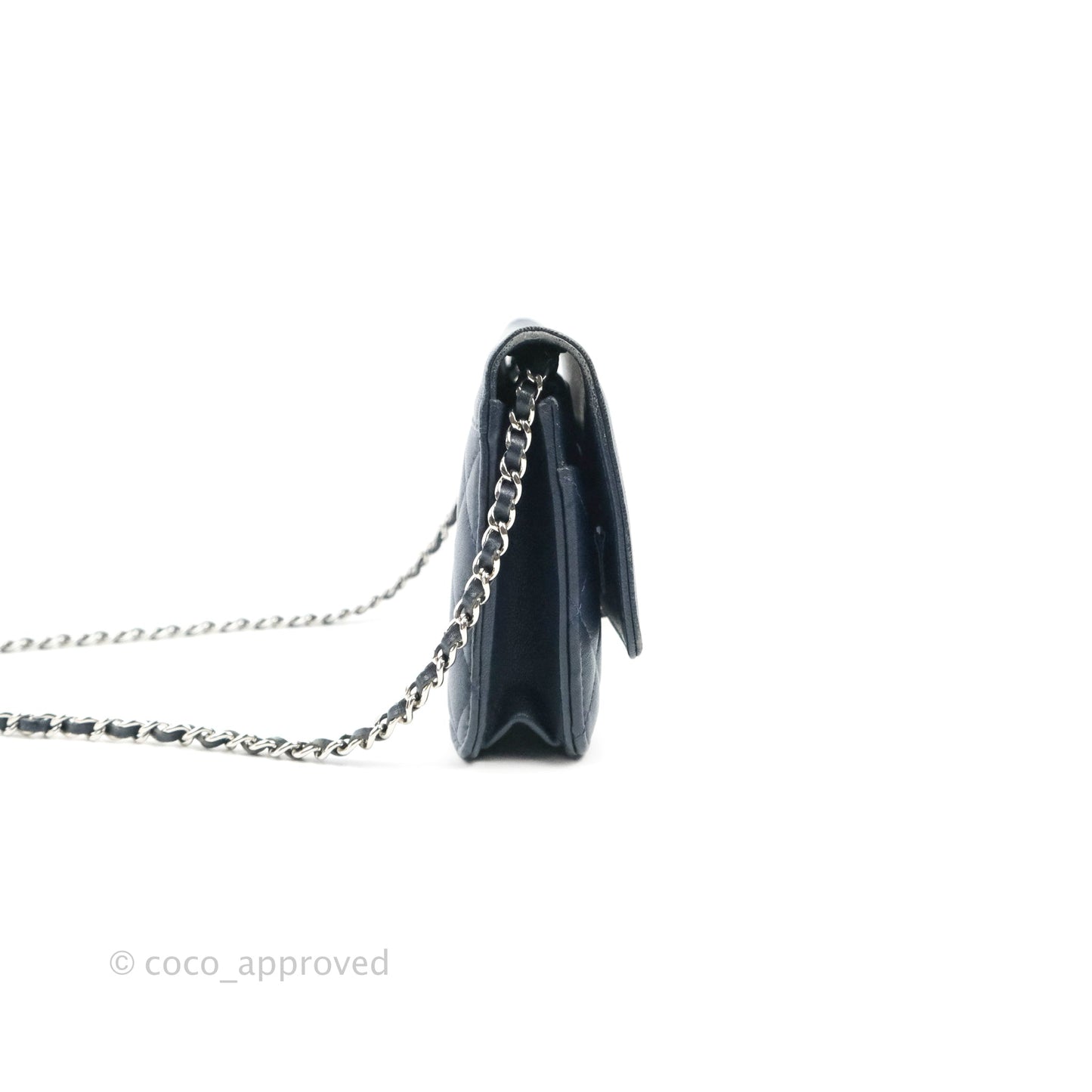 Chanel Urban Companion Wallet on Chain WOC Navy Calfskin Silver Hardware
