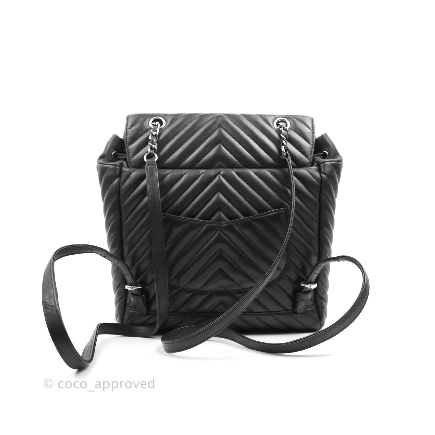 Chanel Medium Chevron Urban Spirit Backpack Black Calfskin Silver Hardware
