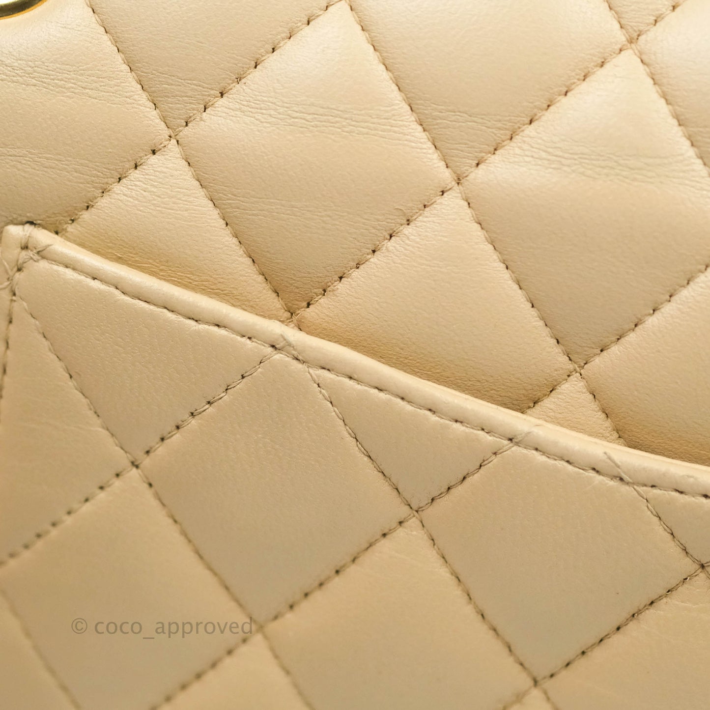 Chanel Classic Medium Flap Quilted Beige Lambskin Gold Hardware