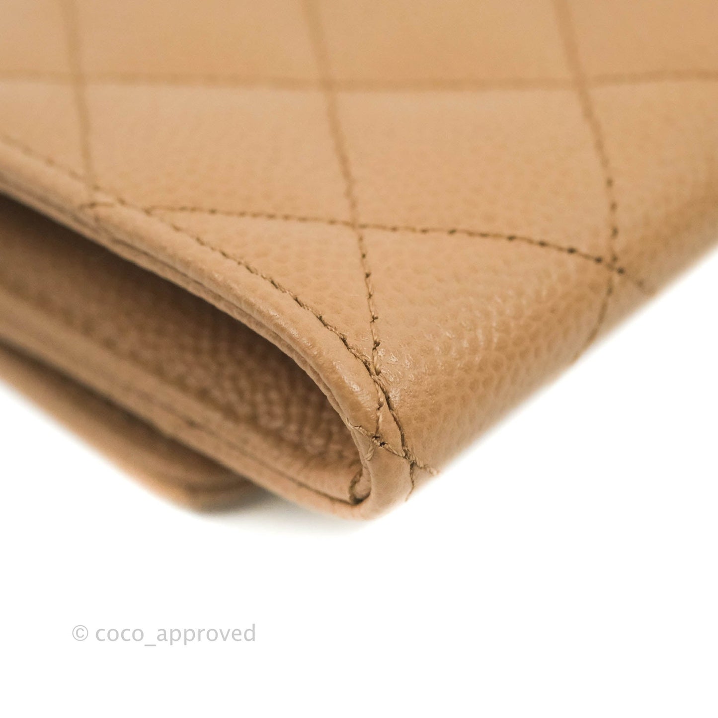 Chanel Quilted Flap Card Holder Dark Beige Caviar Gold Hardware