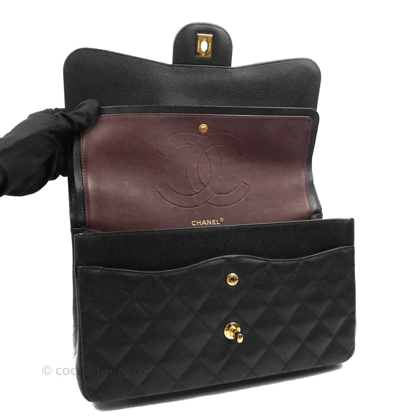 Chanel Jumbo Double Flap Black Caviar Gold Hardware⁣⁣