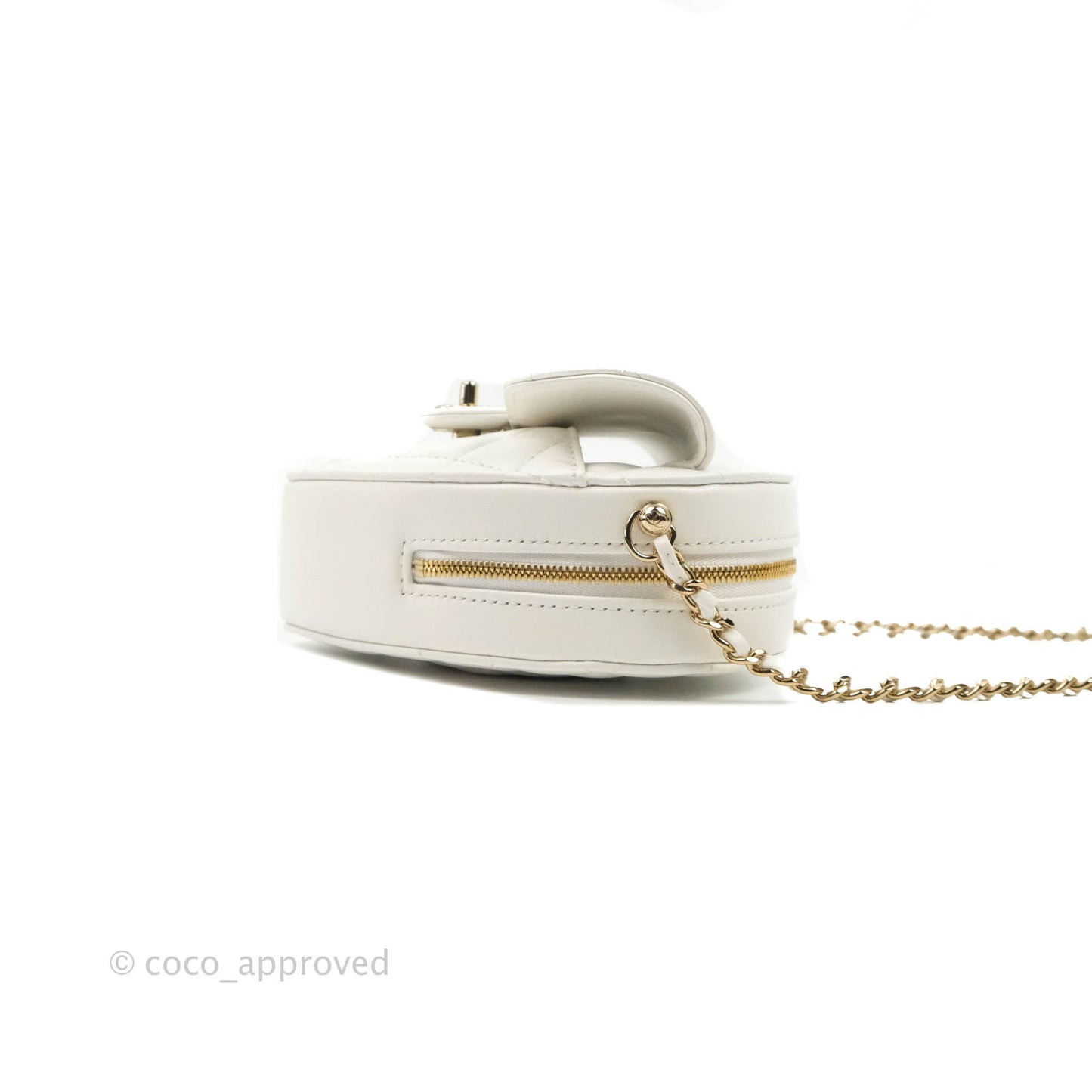 Chanel Large Heart Bag White Lambskin Gold Hardware 22S