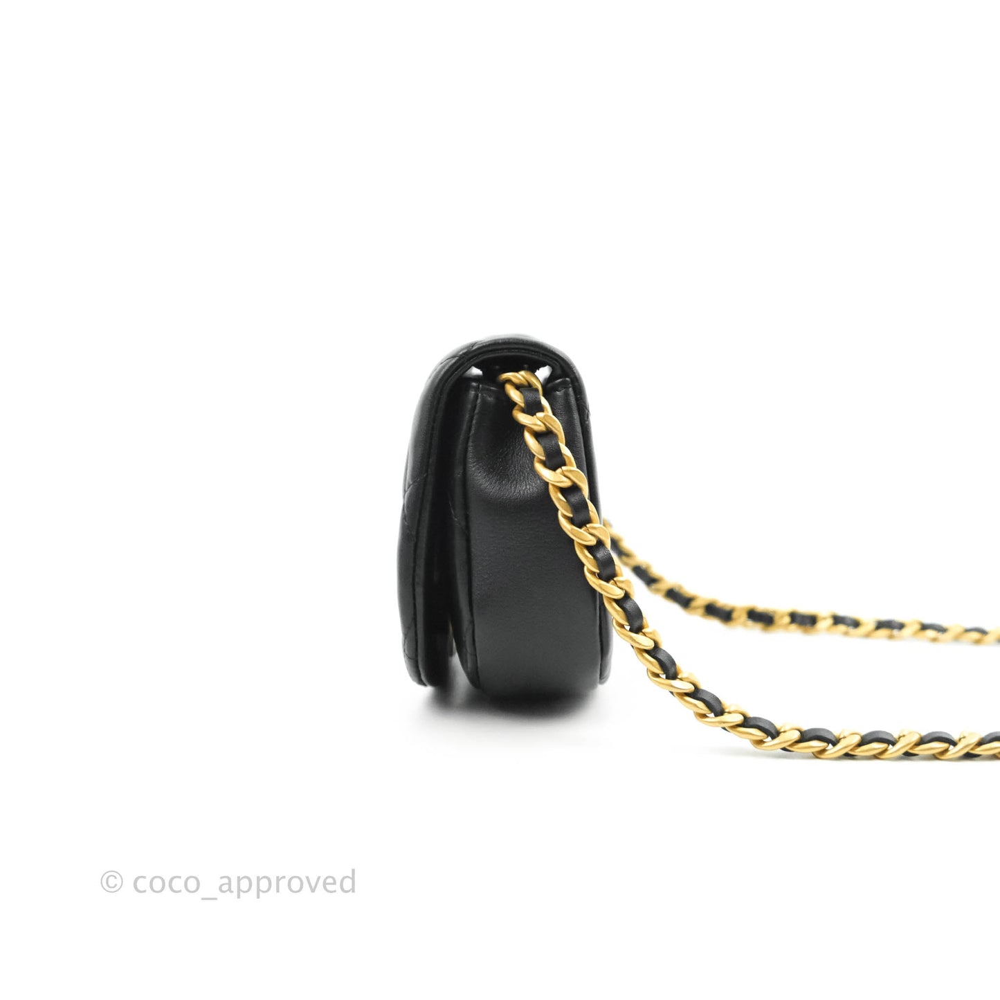 Chanel Mini Clutch with Chain Black Calfskin Aged Gold Hardware