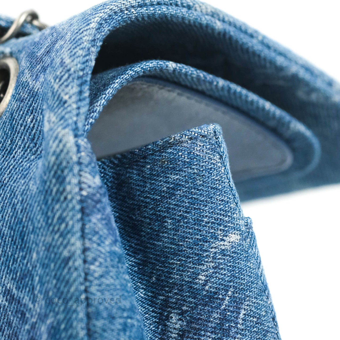 Chanel Classic M/L Medium Double Flap Blue Denim Ruthenium Hardware