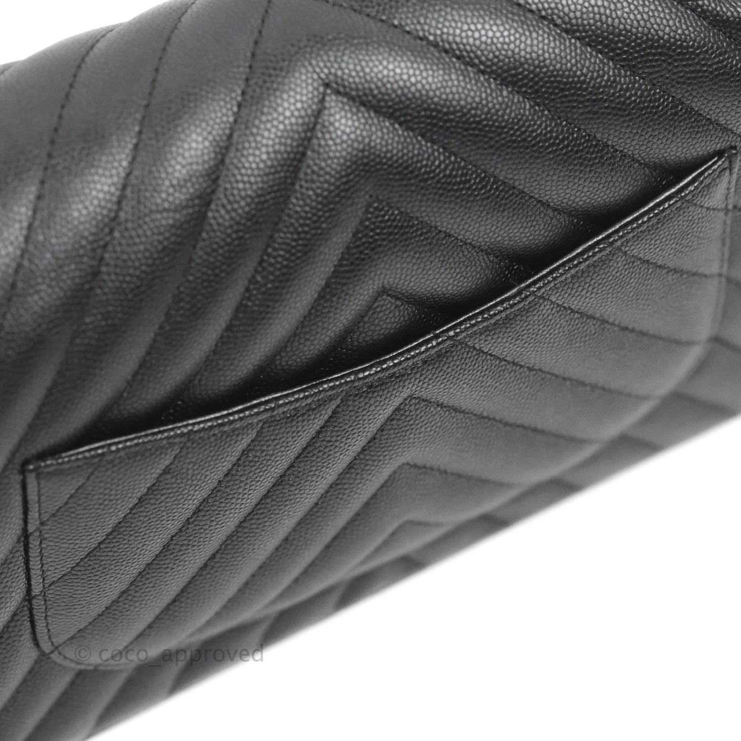 Chanel Classic M/L Medium Chevron Double Flap Iridescent Black Caviar Ruthenium Hardware 17B