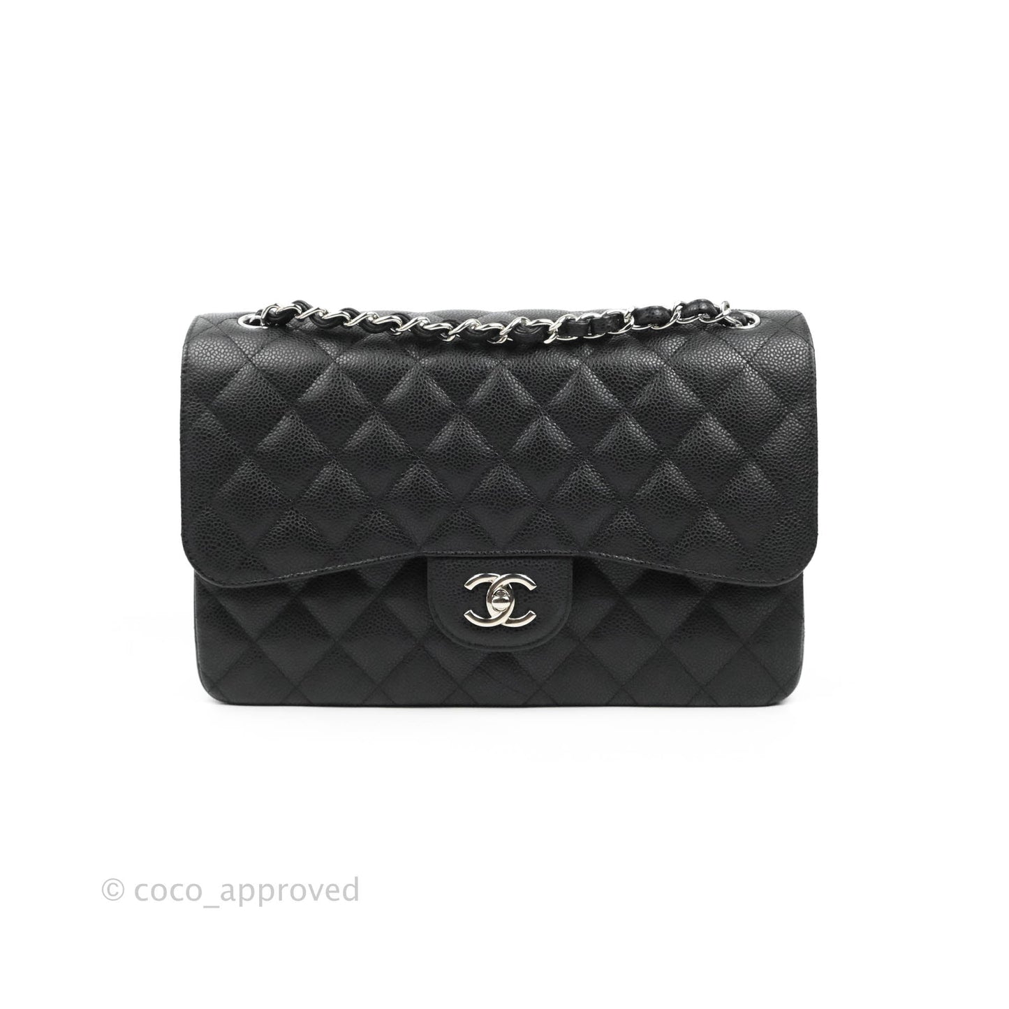Chanel Jumbo Double Flap Black Caviar Silver Hardware⁣⁣