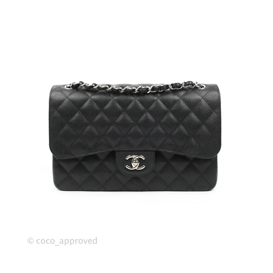 Chanel Jumbo Double Flap Black Caviar Silver Hardware⁣⁣