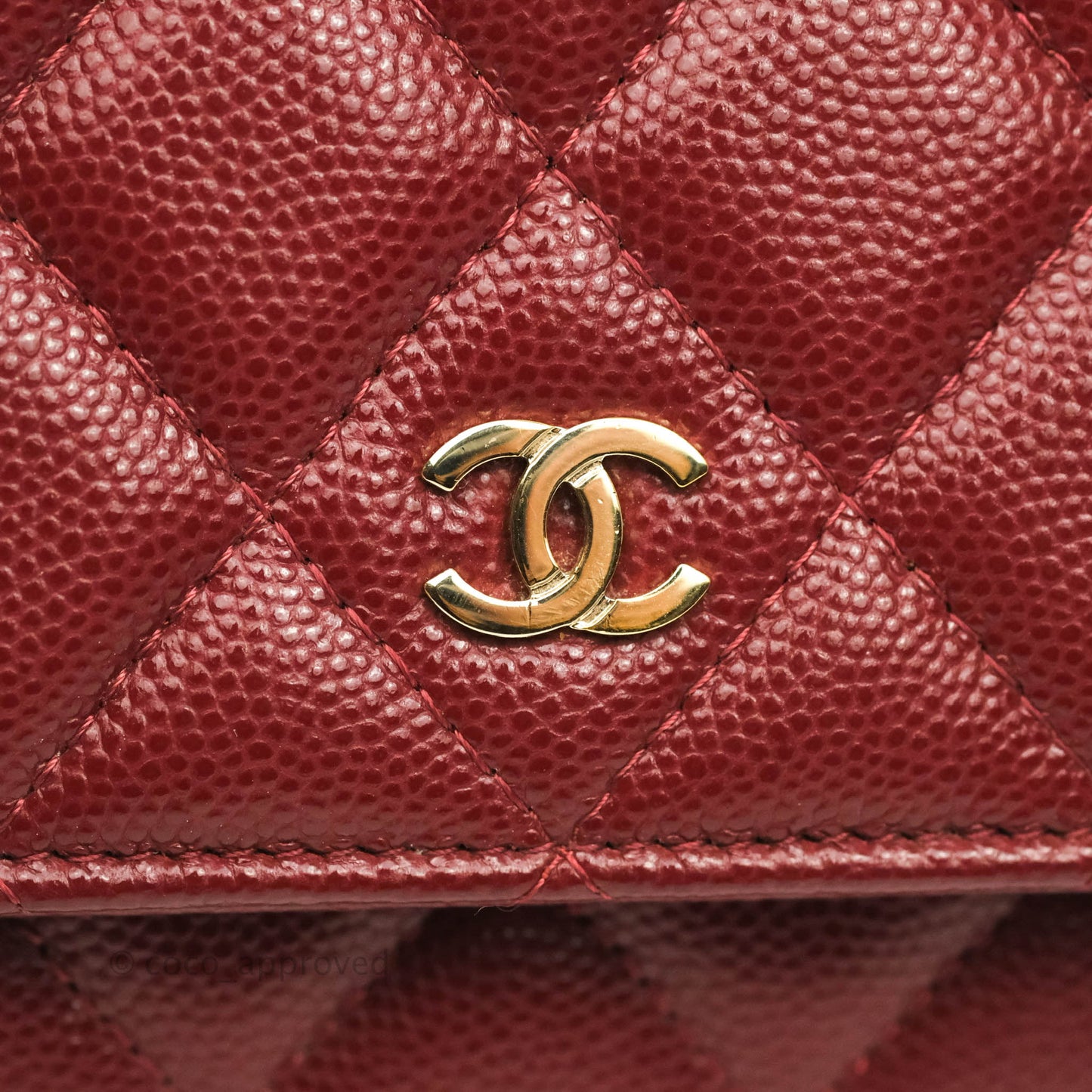 Chanel Quilted Wallet on Chain WOC Burgundy Caviar Gold Hardware
