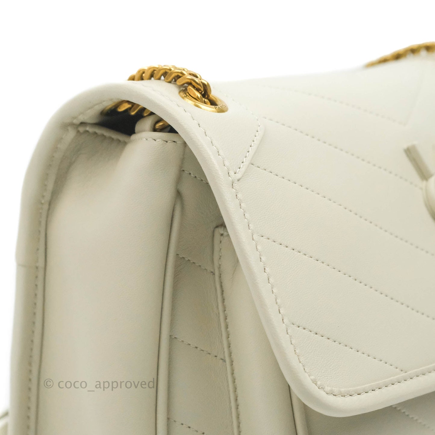 Saint Laurent Niki Baby Chain Bag Blanc Vintage Lambskin Gold Hardware