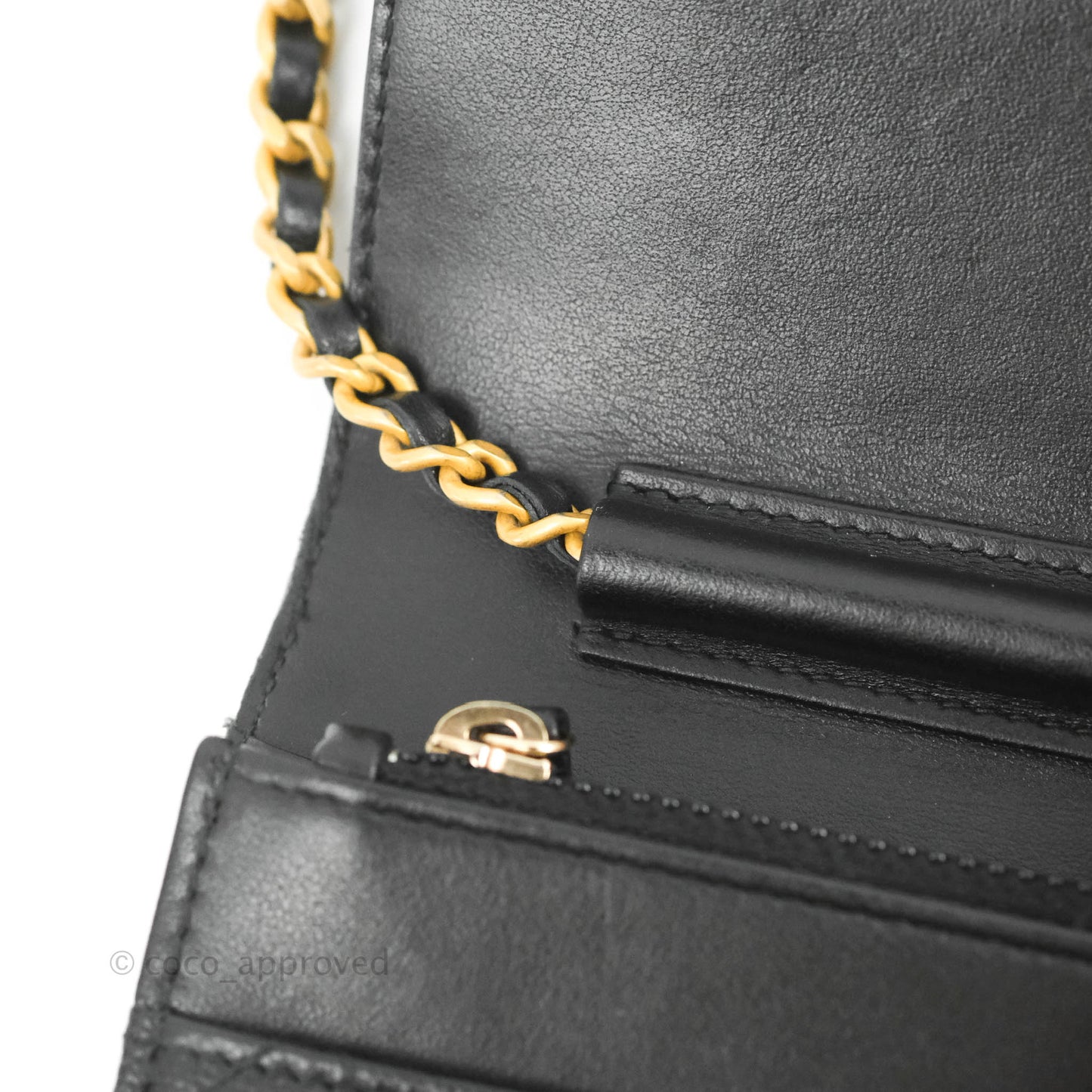 Chanel Filigree Wallet on Chain WOC Black Caviar Gold Hardware