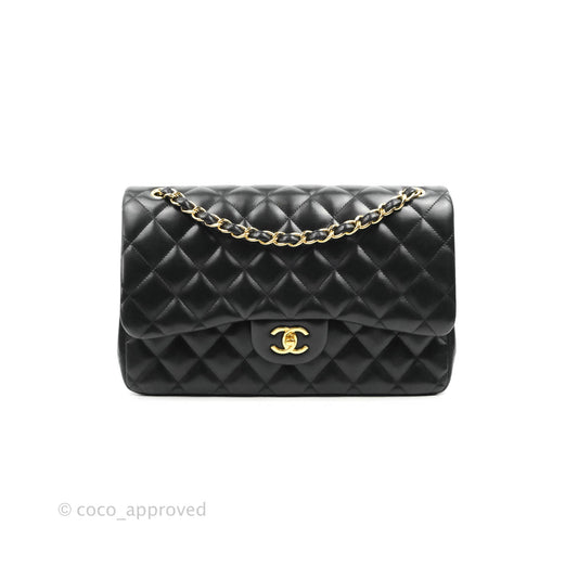 Chanel Jumbo Double Flap Black Lambskin Gold Hardware