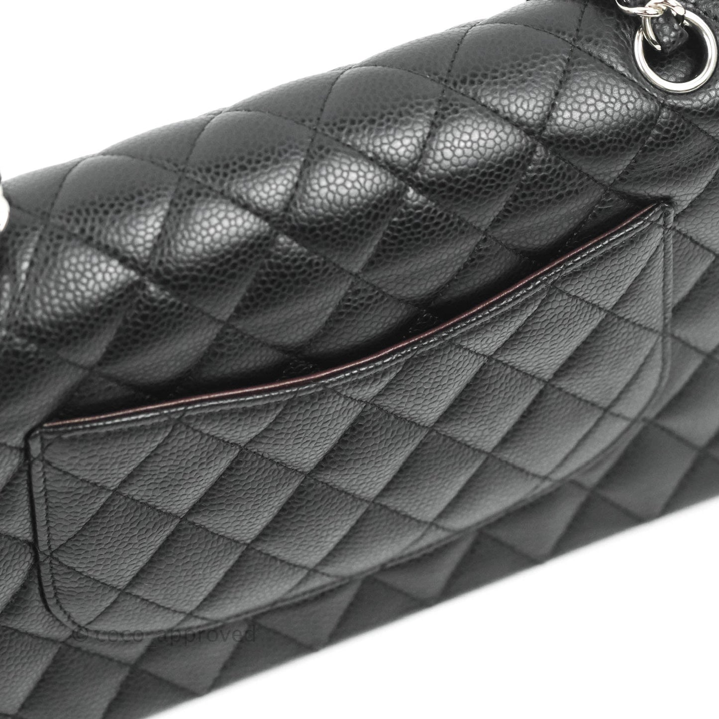 Chanel Quilted Classic M/L Medium Flap Black Caviar Silver Hardware