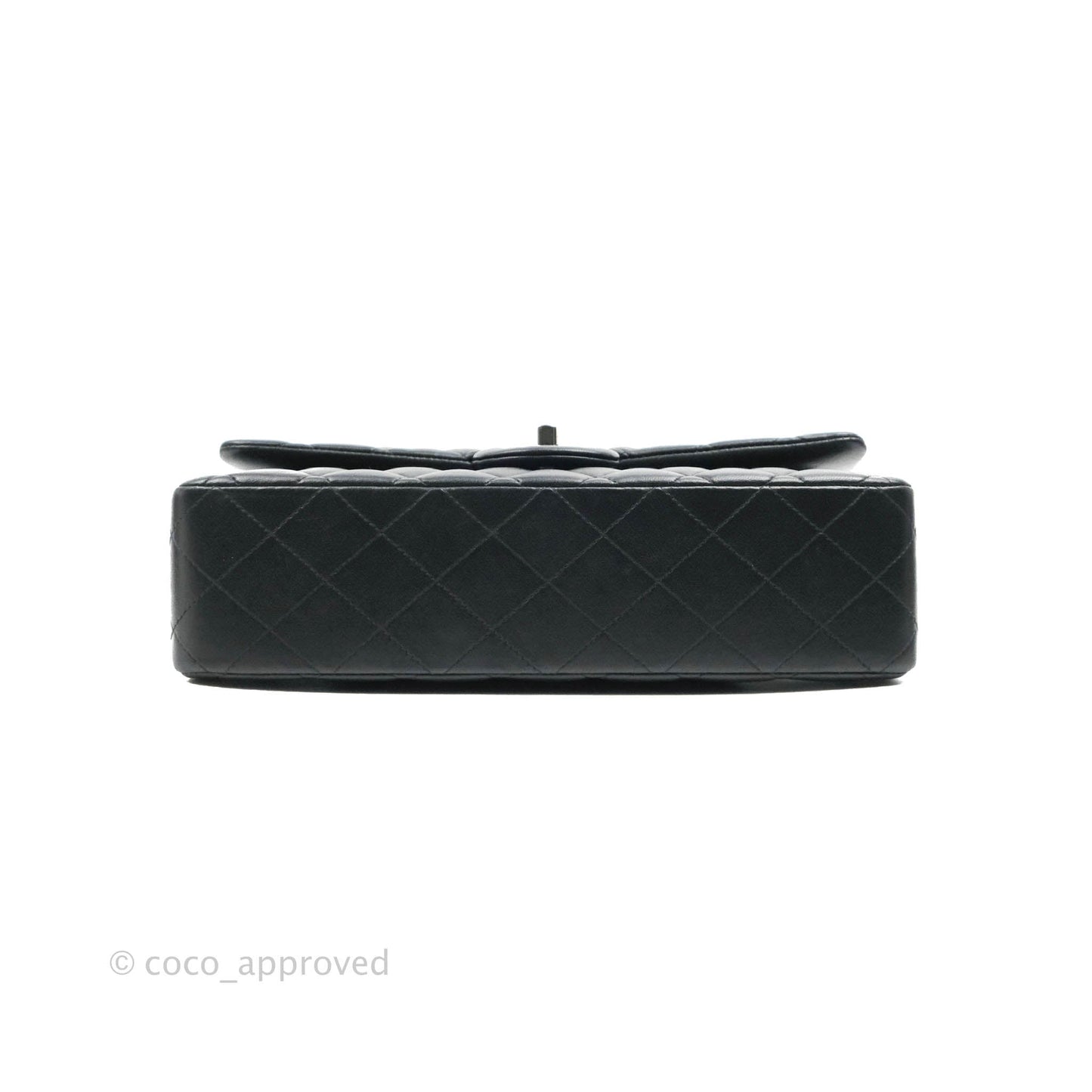 Chanel Classic M/L Medium Flap Quilted Black Lambskin Silver Hardware
