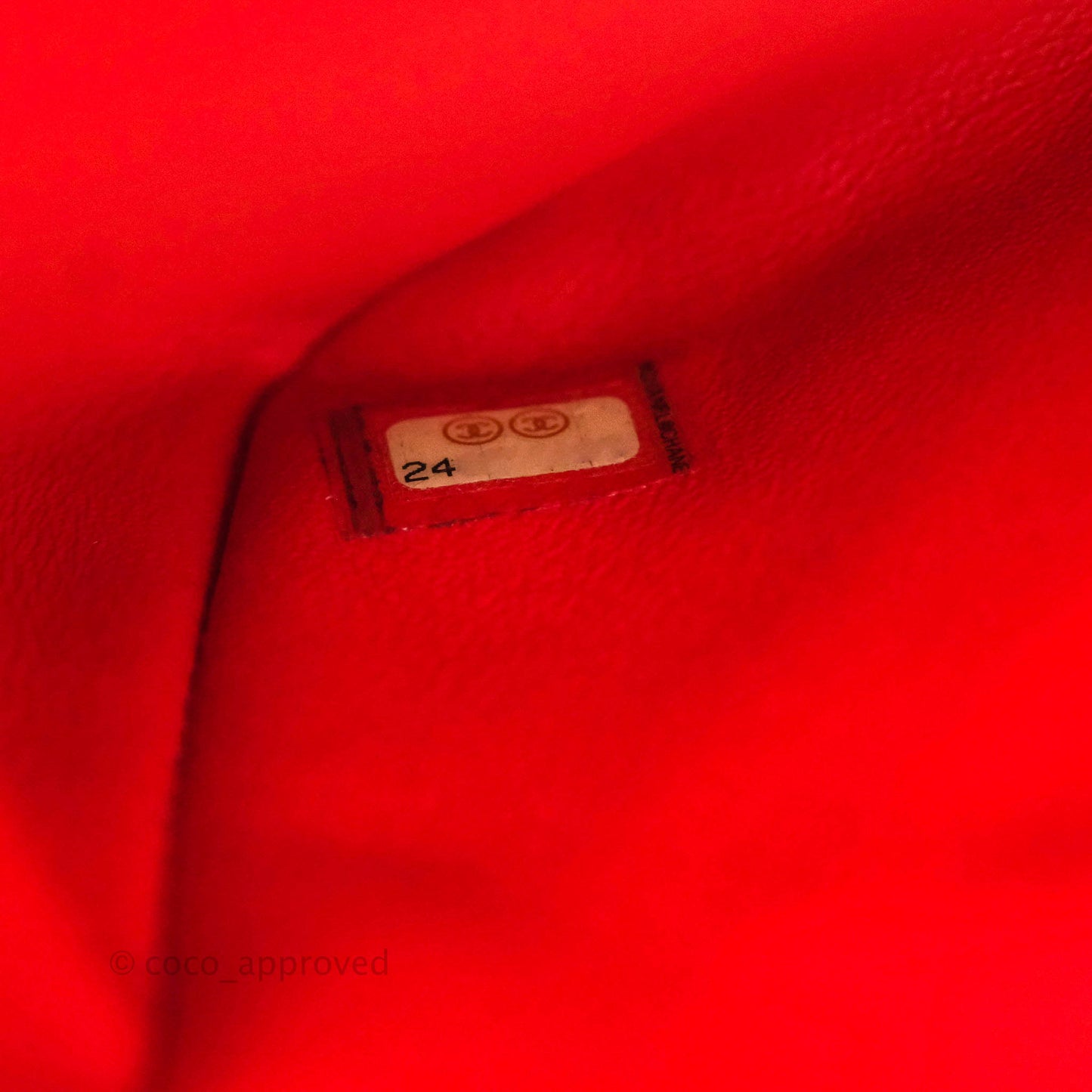 Chanel Mini Square Red Chevron Caviar Silver Hardware