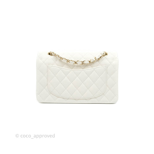Chanel Classic Small S/M Flap White Caviar Gold Hardware 20S