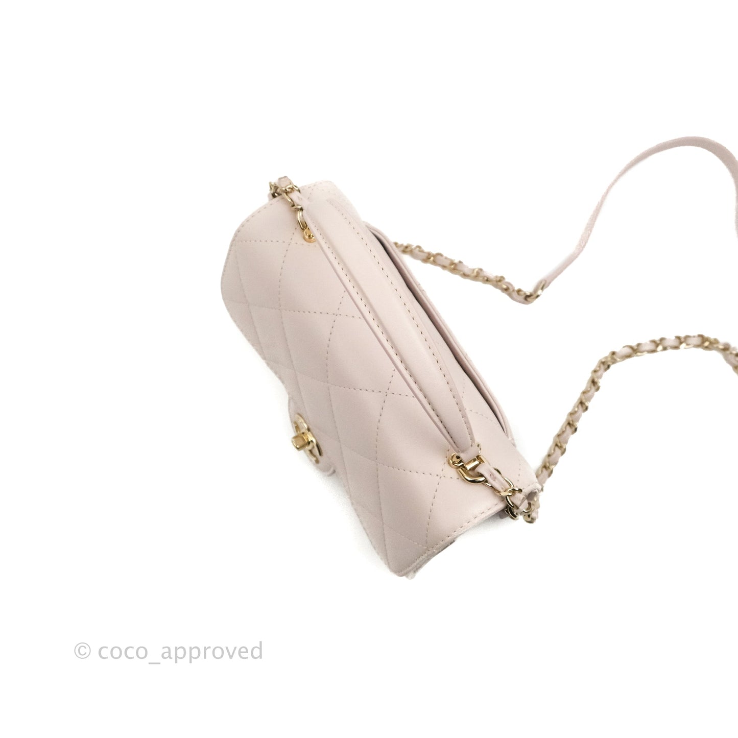 Chanel Small Coco Lady Quilted Flap Bag With Top Handle Light Pink Calfskin Gold Hardware
